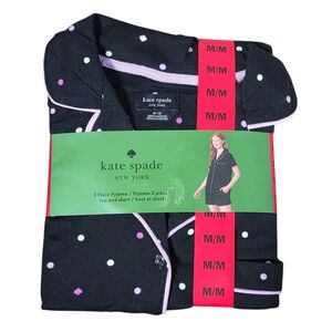 Kate Spade 2 Piece Polka Dot Pajama Set with Pink Accents Sz M
